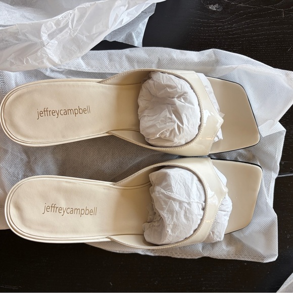 Jeffrey Campbell Cream Patent Leather Wedge Mule - Picture 7 of 10